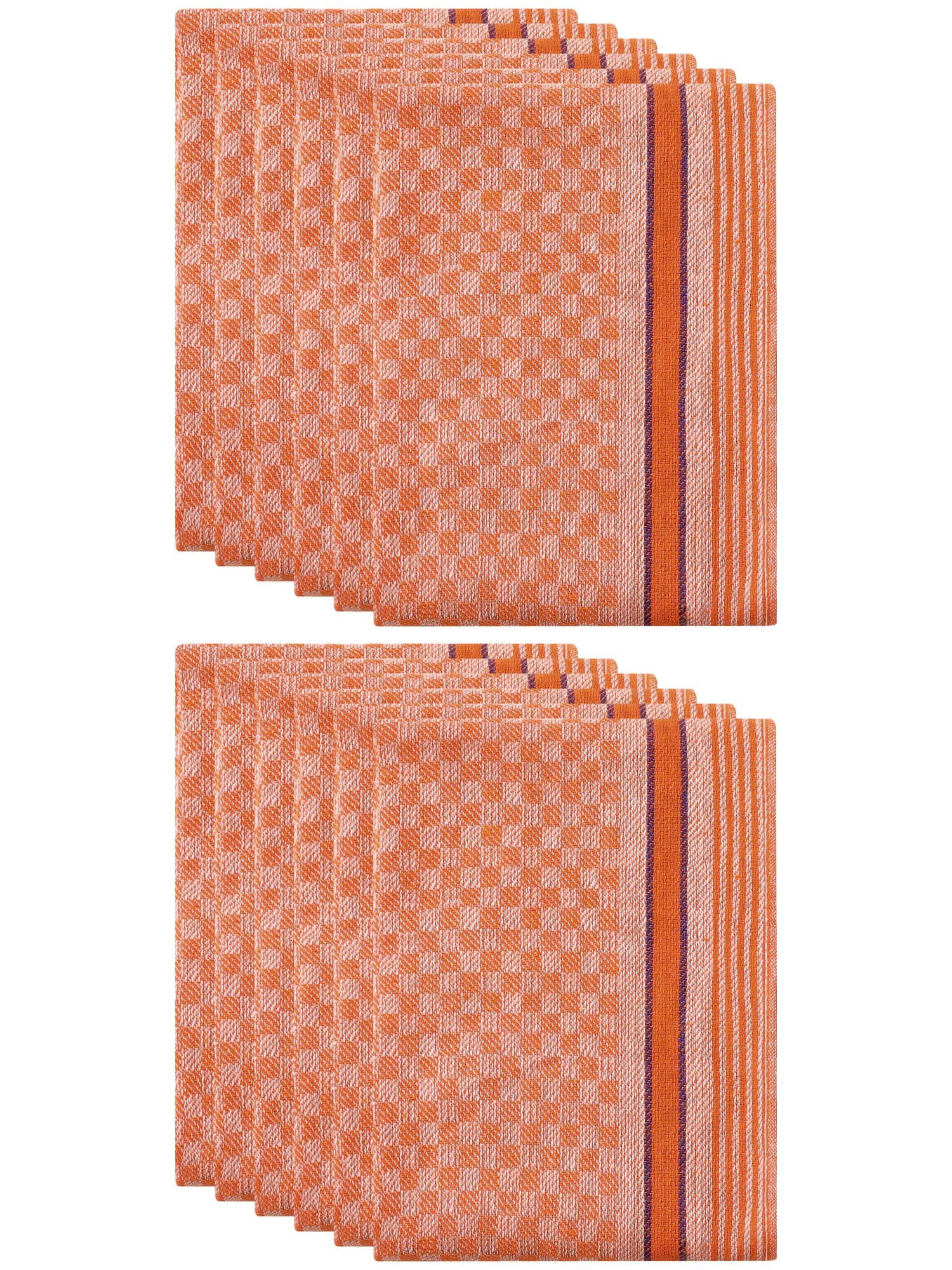 Unique Bargains Cotton Soft Waffle Weave Kitchen Dishcloths 15" x 25" Orange 12 Pack