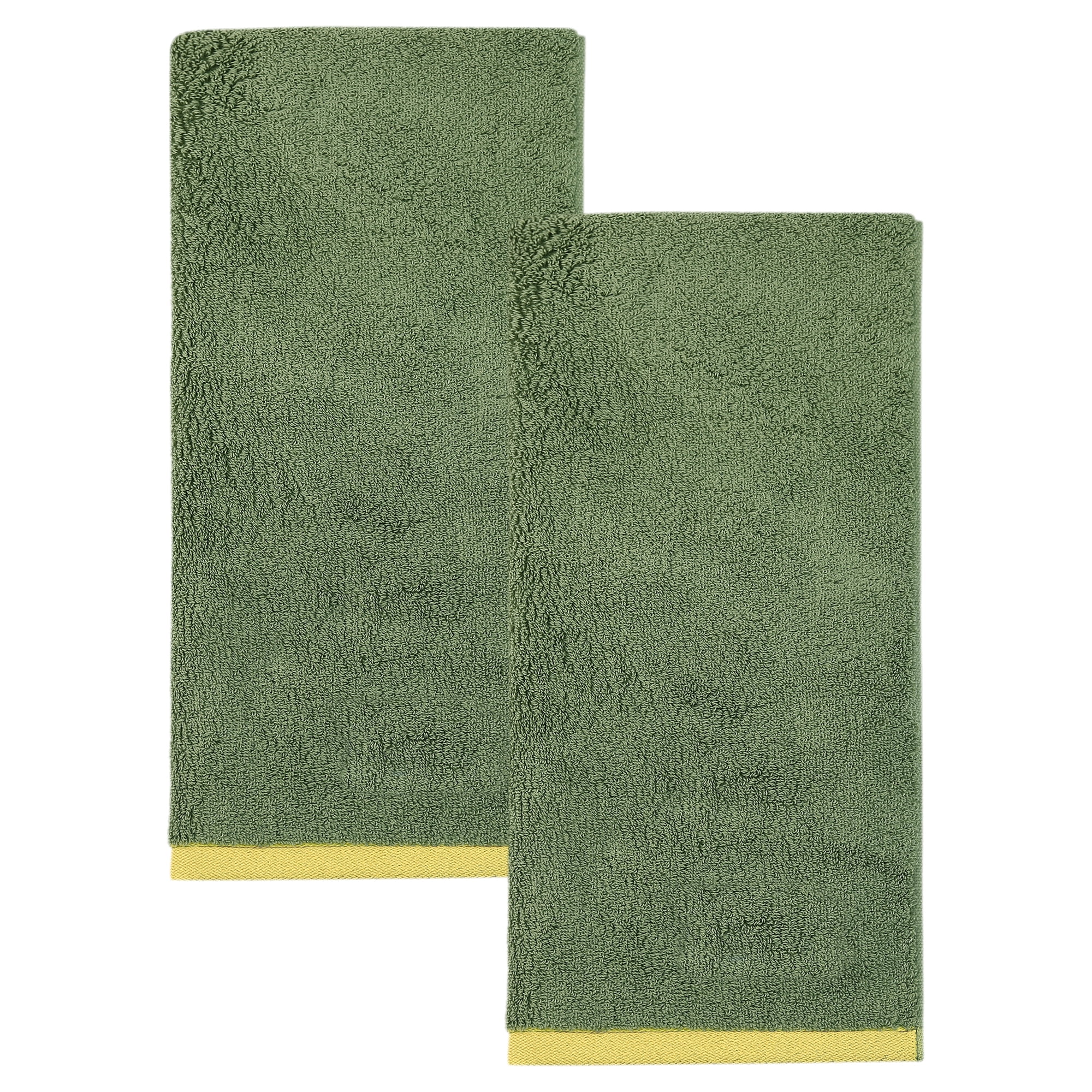 Unique Bargains Cotton Solid Absorbent Durable Soft Hand Towels Green 29" x 13"