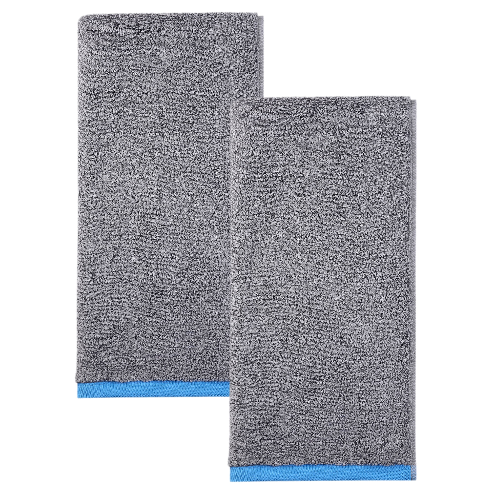 Unique Bargains Cotton Solid Absorbent Durable Soft Hand Towels Grey 29" x 13"