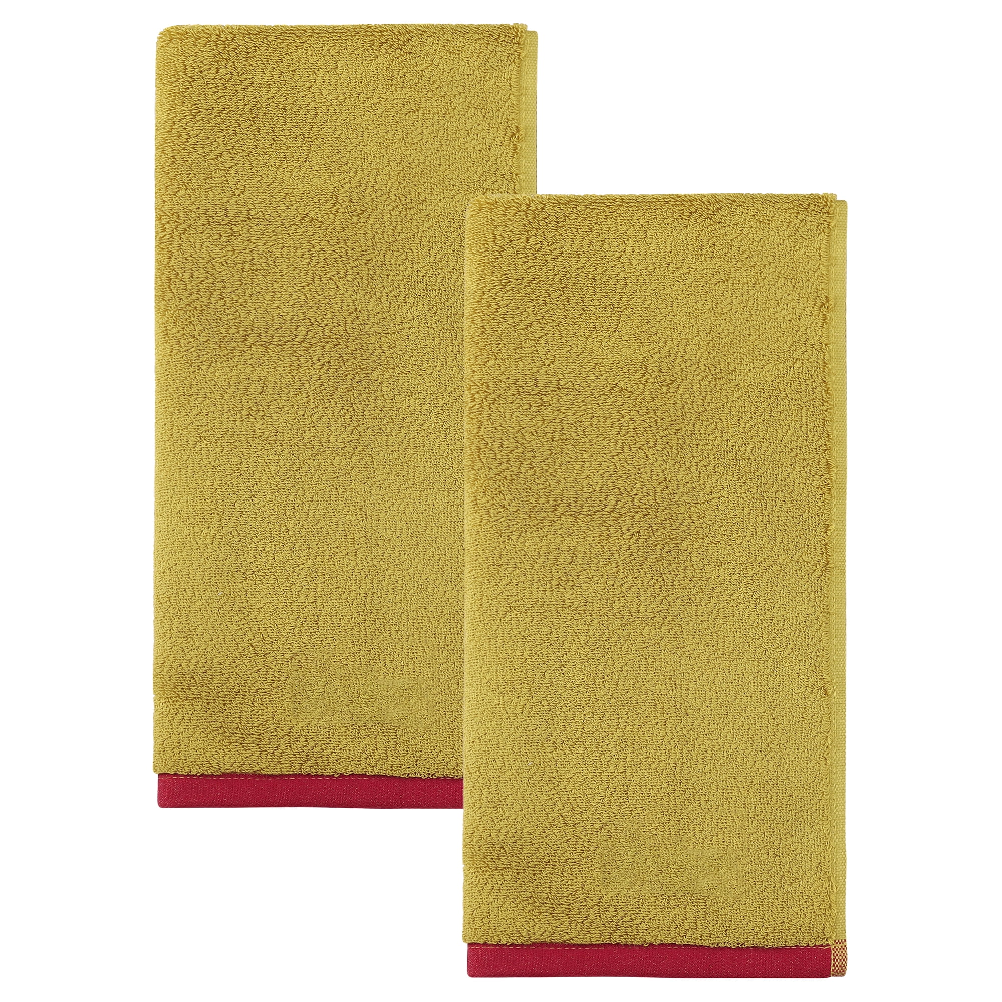 Unique Bargains Cotton Solid Absorbent Durable Soft Hand Towels Yellow 29" x 13"