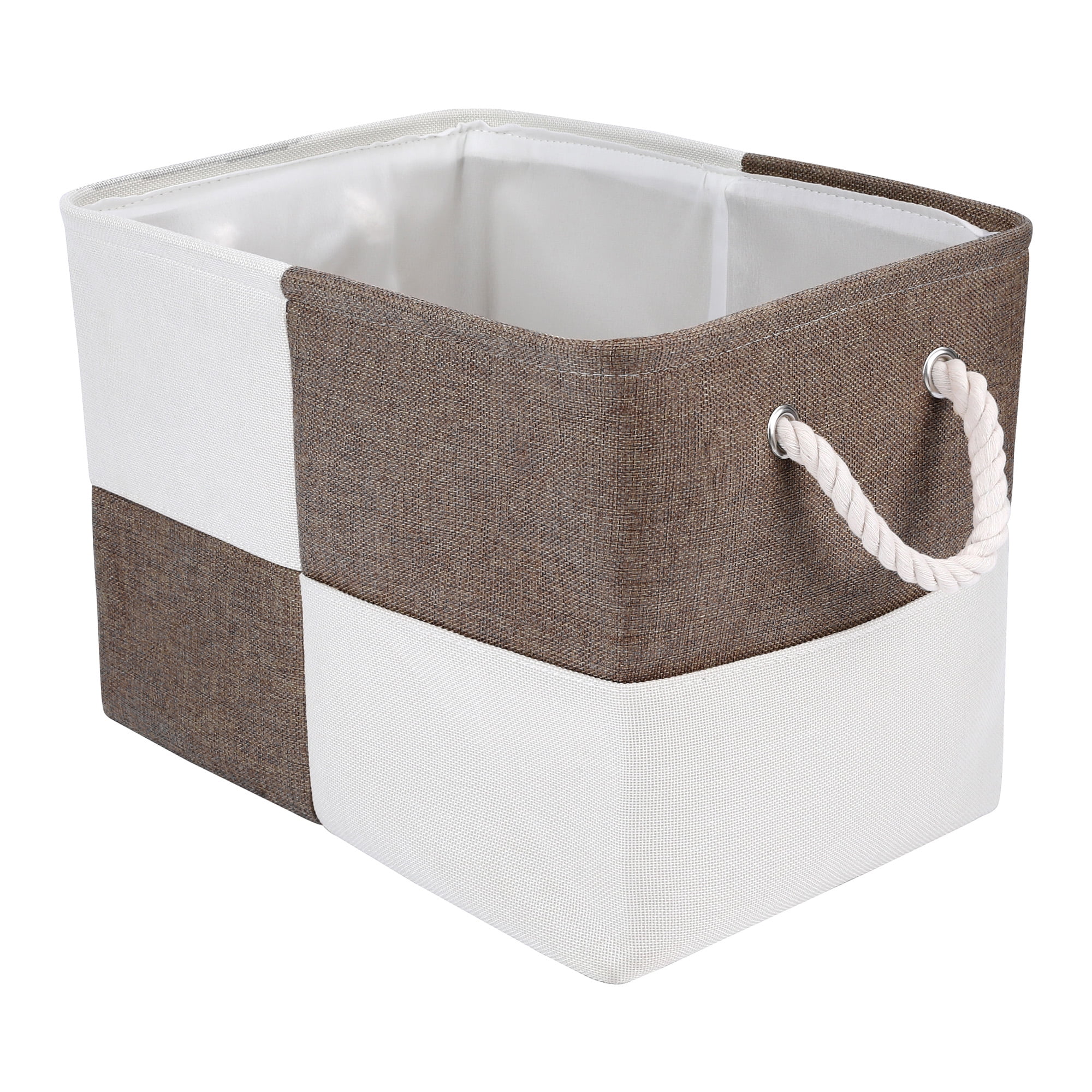 Unique Bargains Cotton Storage Bin with Handles Brown 15.7*11.8*11.8in