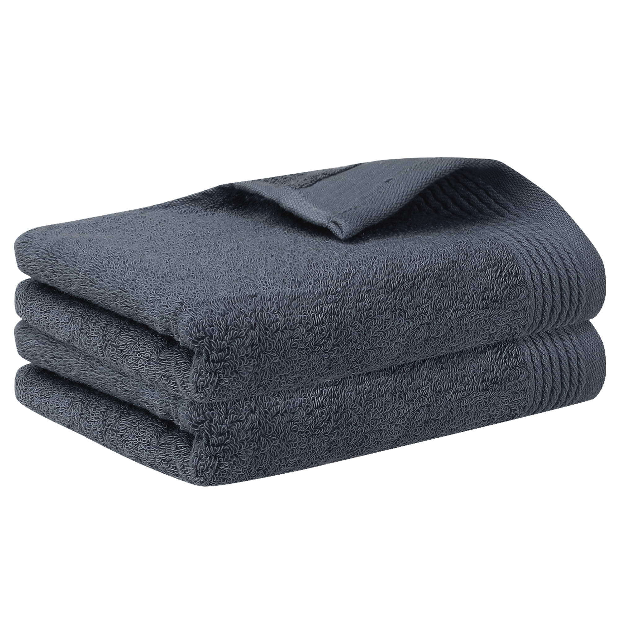 Unique Bargains Cotton Striped 2 Pc Hand Towel Highly Absorbent Dark Grey