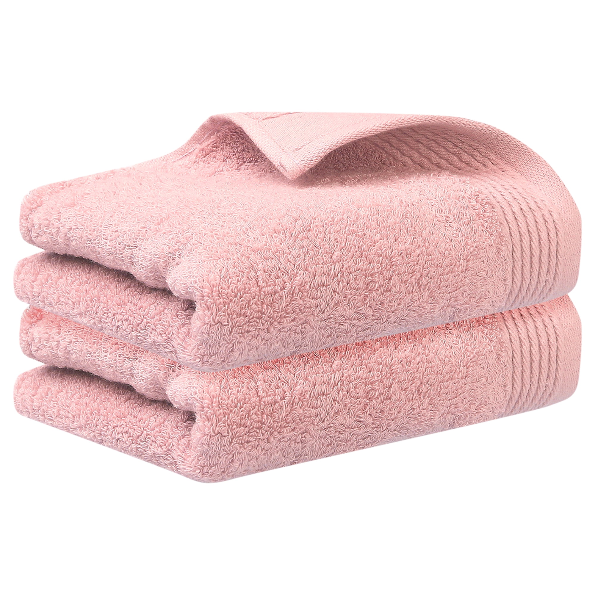 Unique Bargains Cotton Striped 2 Pc Hand Towel Highly Absorbent Pink