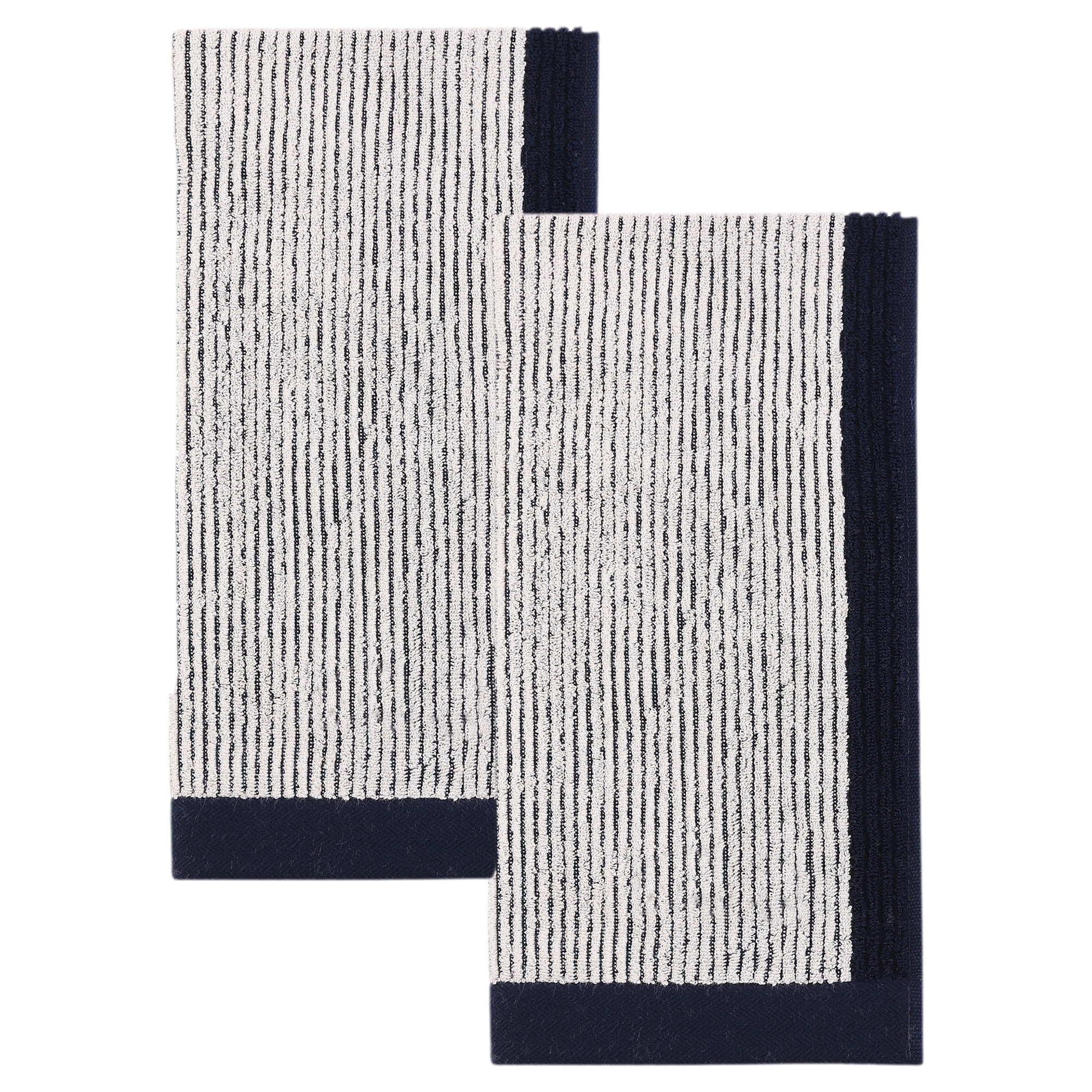 Unique Bargains Cotton Striped Hand Towel for Bathroom Kitchen Gym Blue 2pcs 29" x 13"