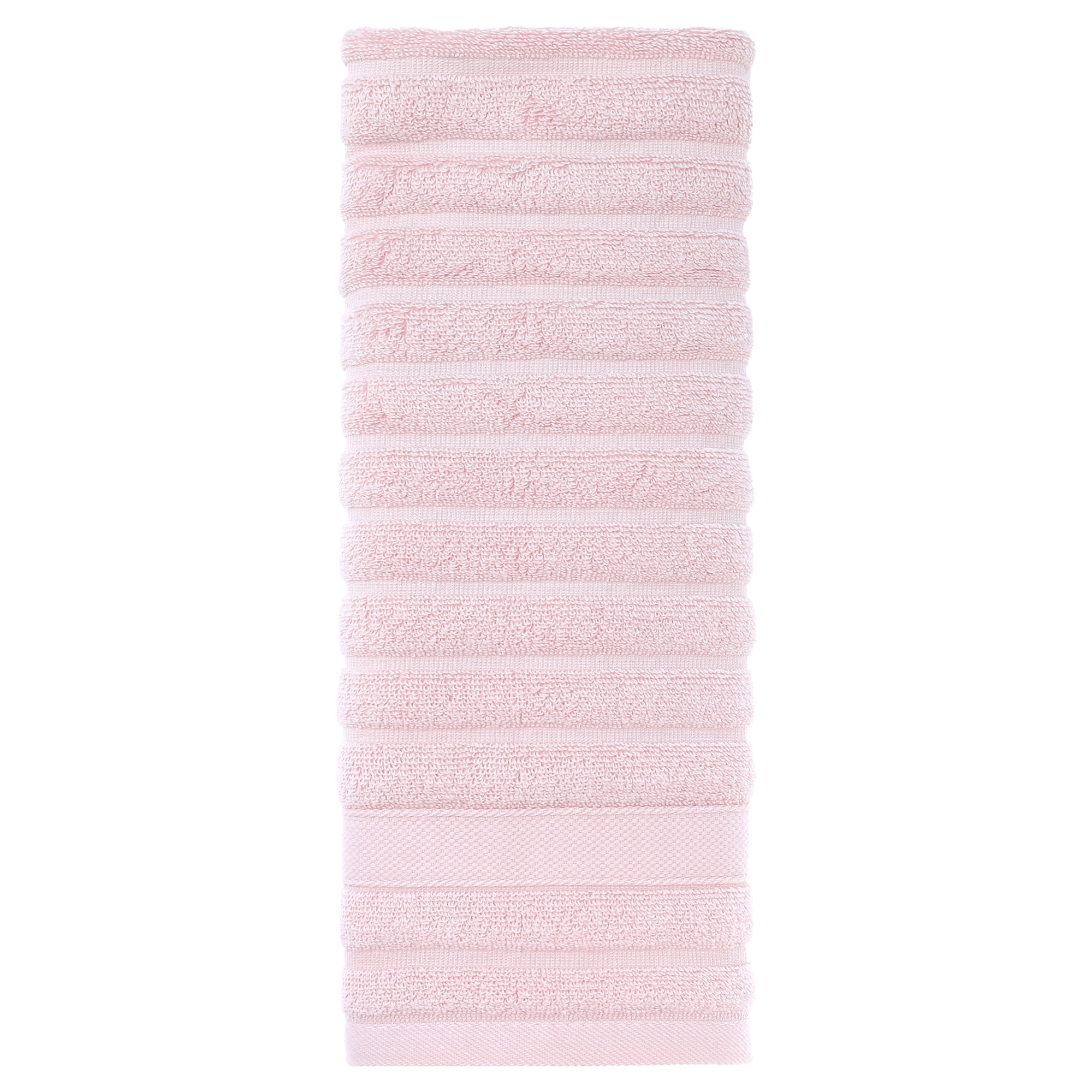 Unique Bargains Cotton Striped Hand Towel for Bathroom 14" x 30"
 Pink 1