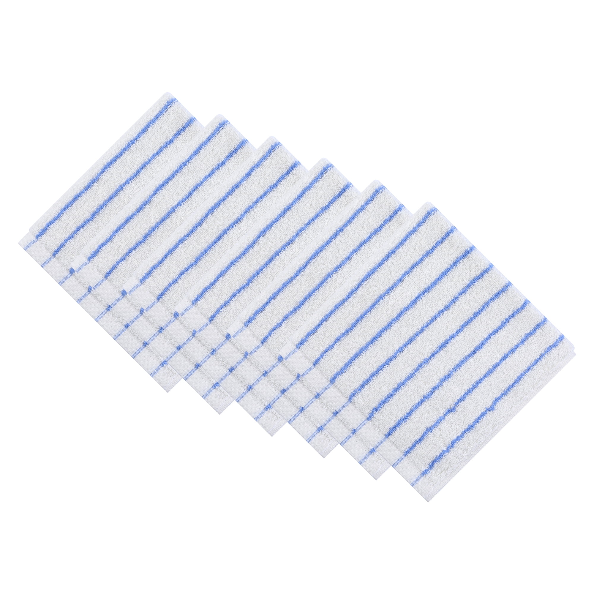 Unique Bargains Cotton Striped Washcloths Soft Absorbent Face Cloths White 6pk