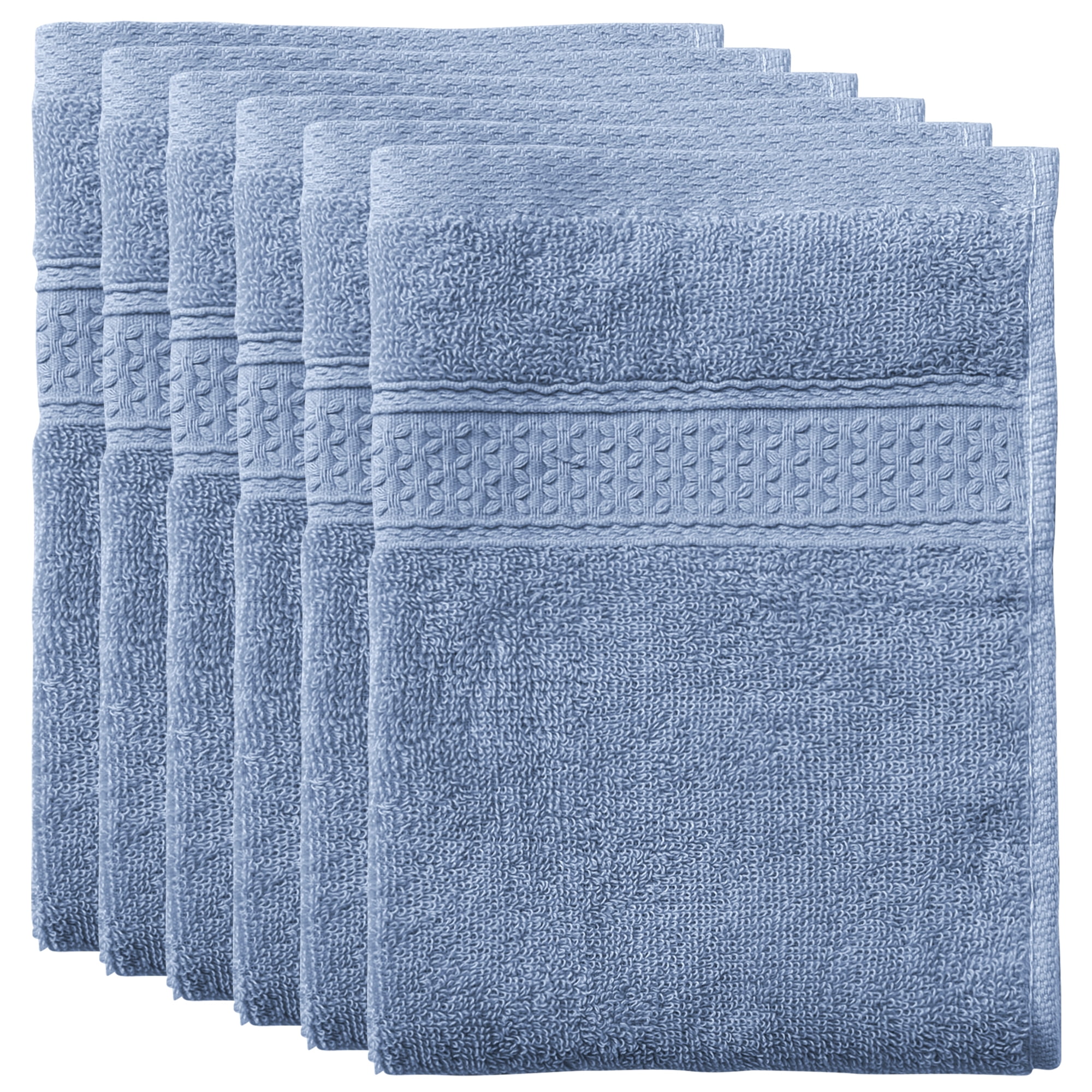 Unique Bargains Cotton Thick and Absorbent Dish Clothes Kitchen Plain Towels 13"x13" Blue Gray