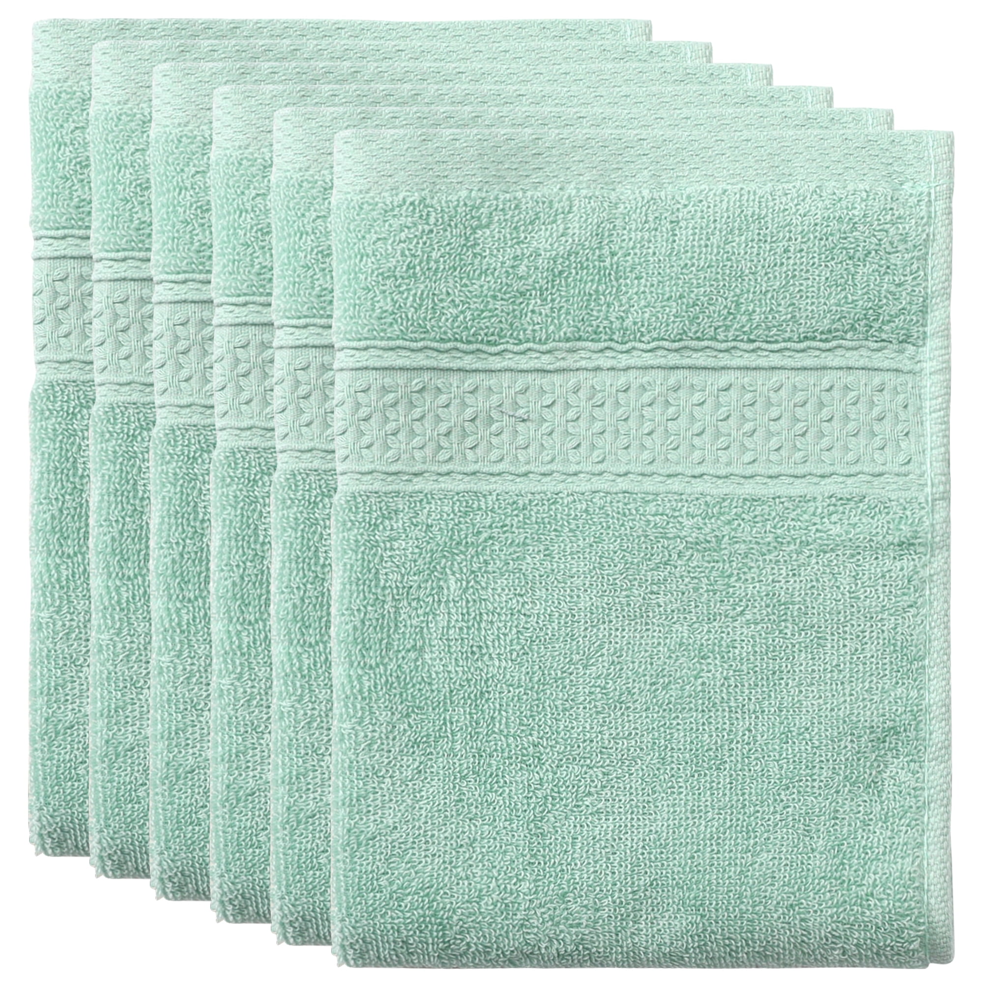 Unique Bargains Cotton Thick and Absorbent Dish Clothes Kitchen Plain Towels 13"x13" Green