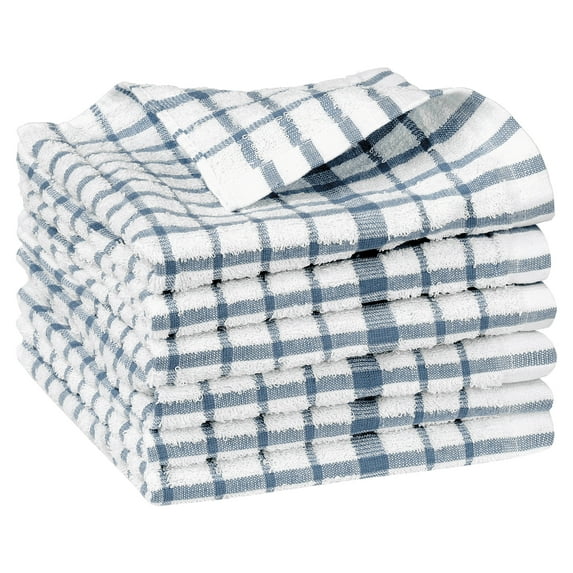 Unique Bargains Cotton Waffle Buffalo Checked Absorbent Kitchen Dish Towels 14"x14" Blue
