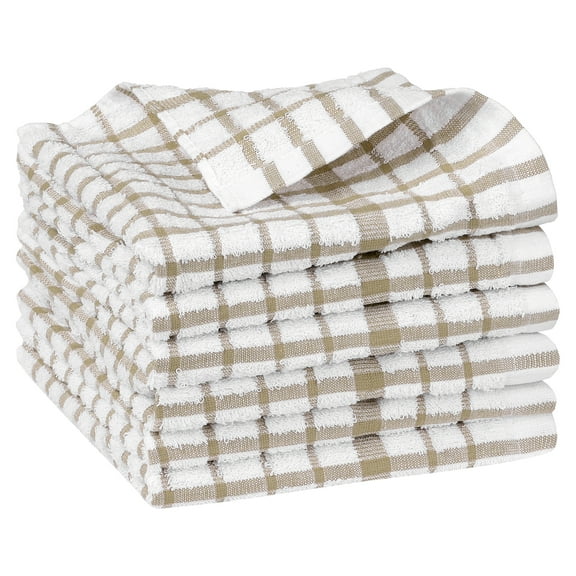 Unique Bargains Cotton Waffle Buffalo Checked Absorbent Kitchen Dish Towels 14"x14" Brown