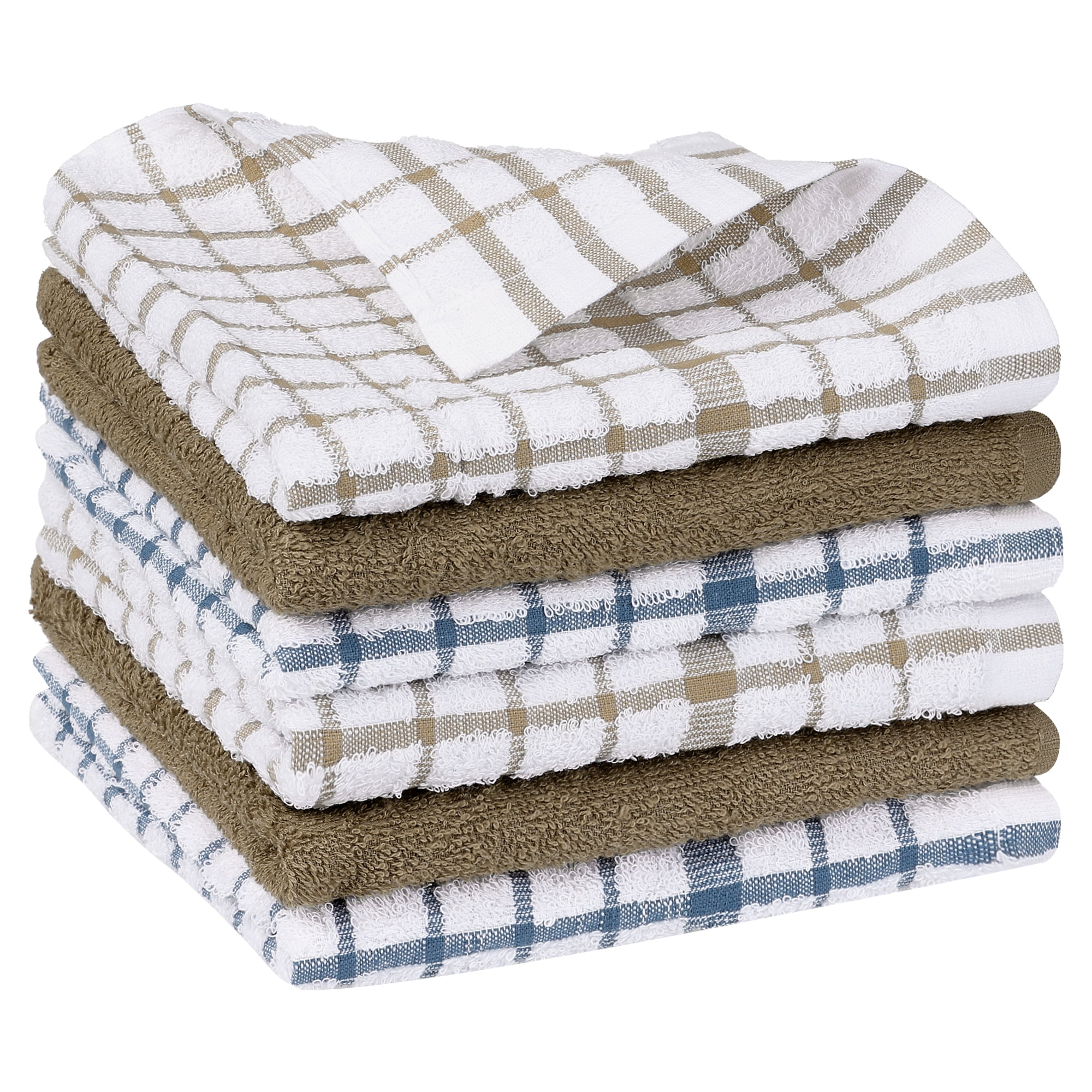 Unique Bargains Cotton Waffle Buffalo Checked Absorbent Kitchen Dish Towels 14"x14" Multicolor