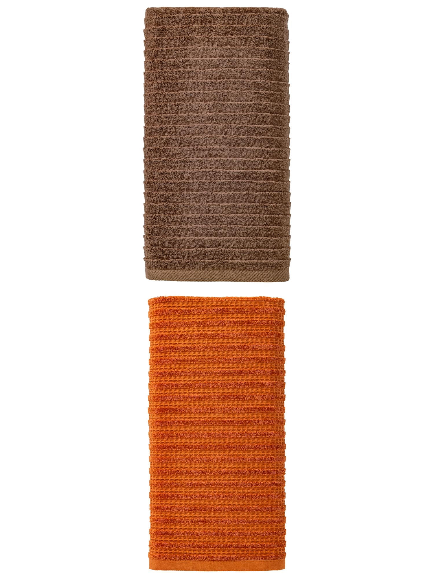 Unique Bargains Cotton Waffle Plush Quick Absorbent Bath Towels 2 Pack Brown/Dark Brown 55" x 28"