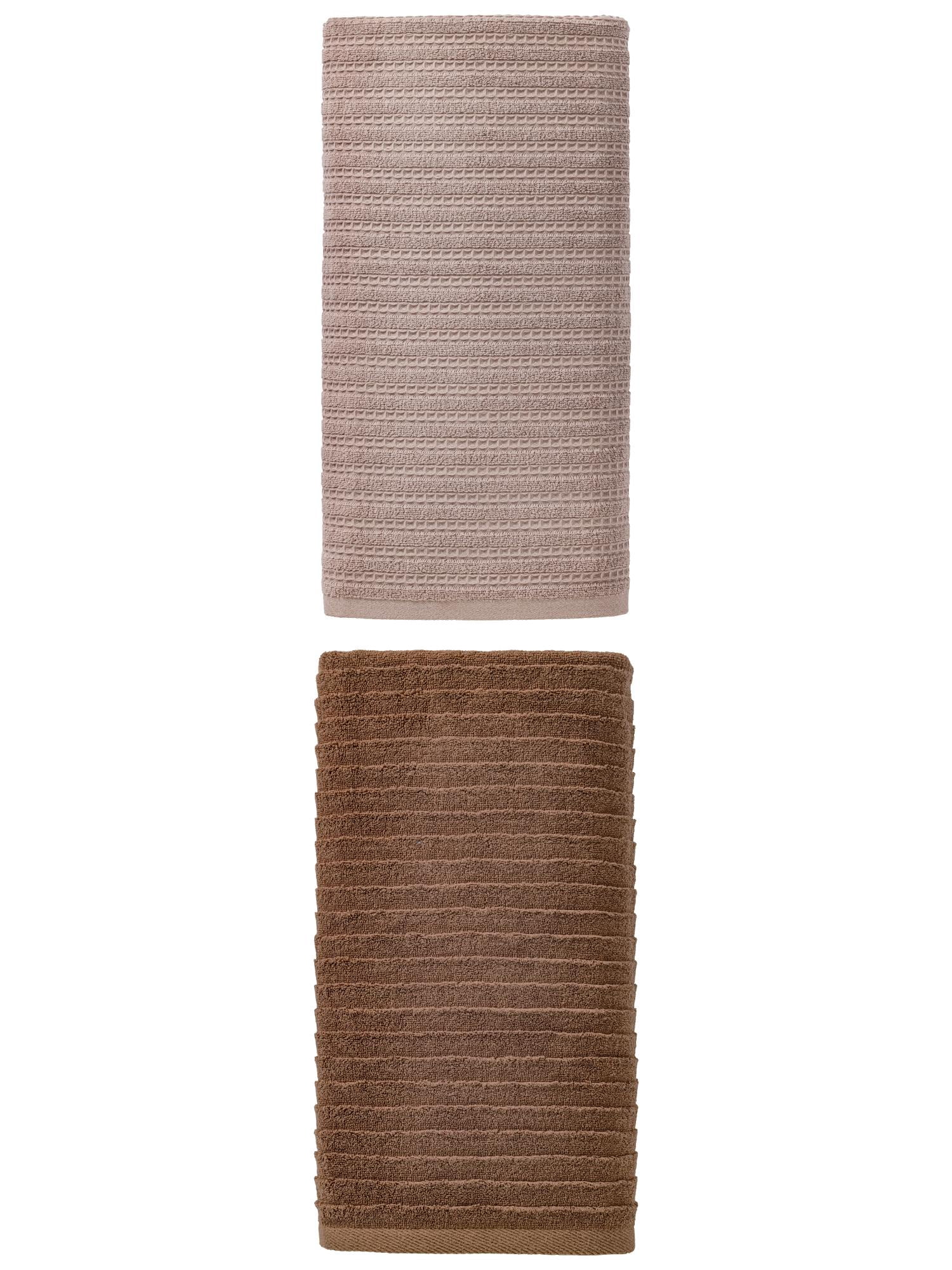 Unique Bargains 2Pcs 2Pcs Cotton Quick Absorbent Bath Towels Grey/Dark Brown 55"x28"