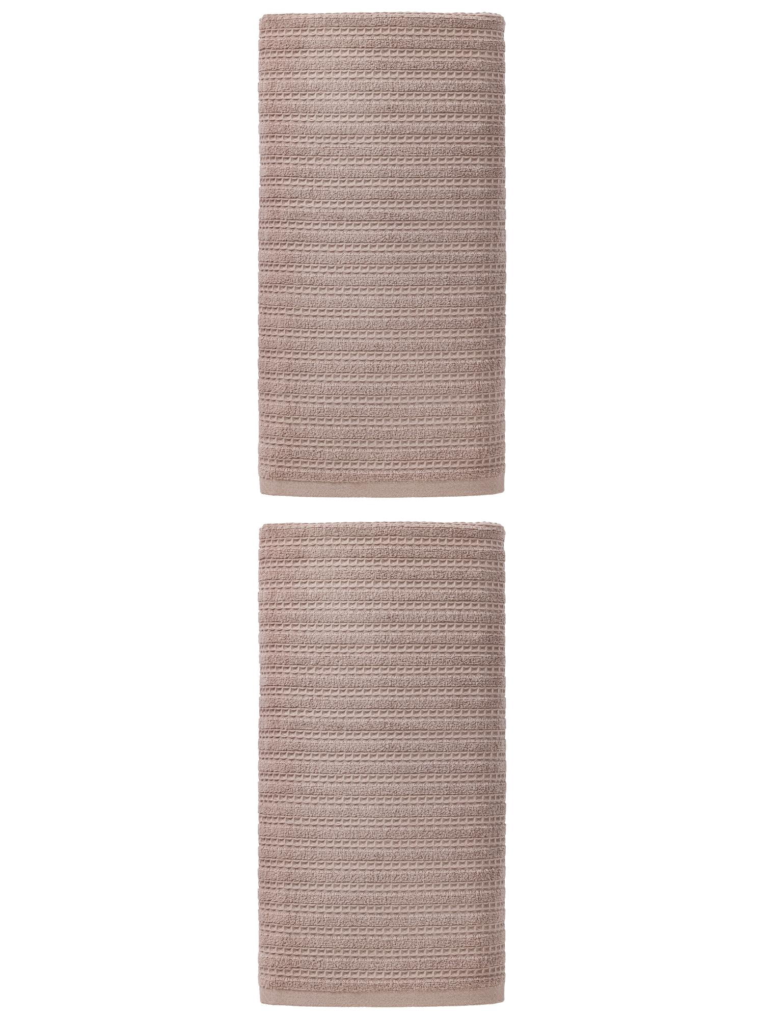 Unique Bargains Cotton Waffle Soft Absorbent Bath Towels 2 Pack Grey 55"x28"