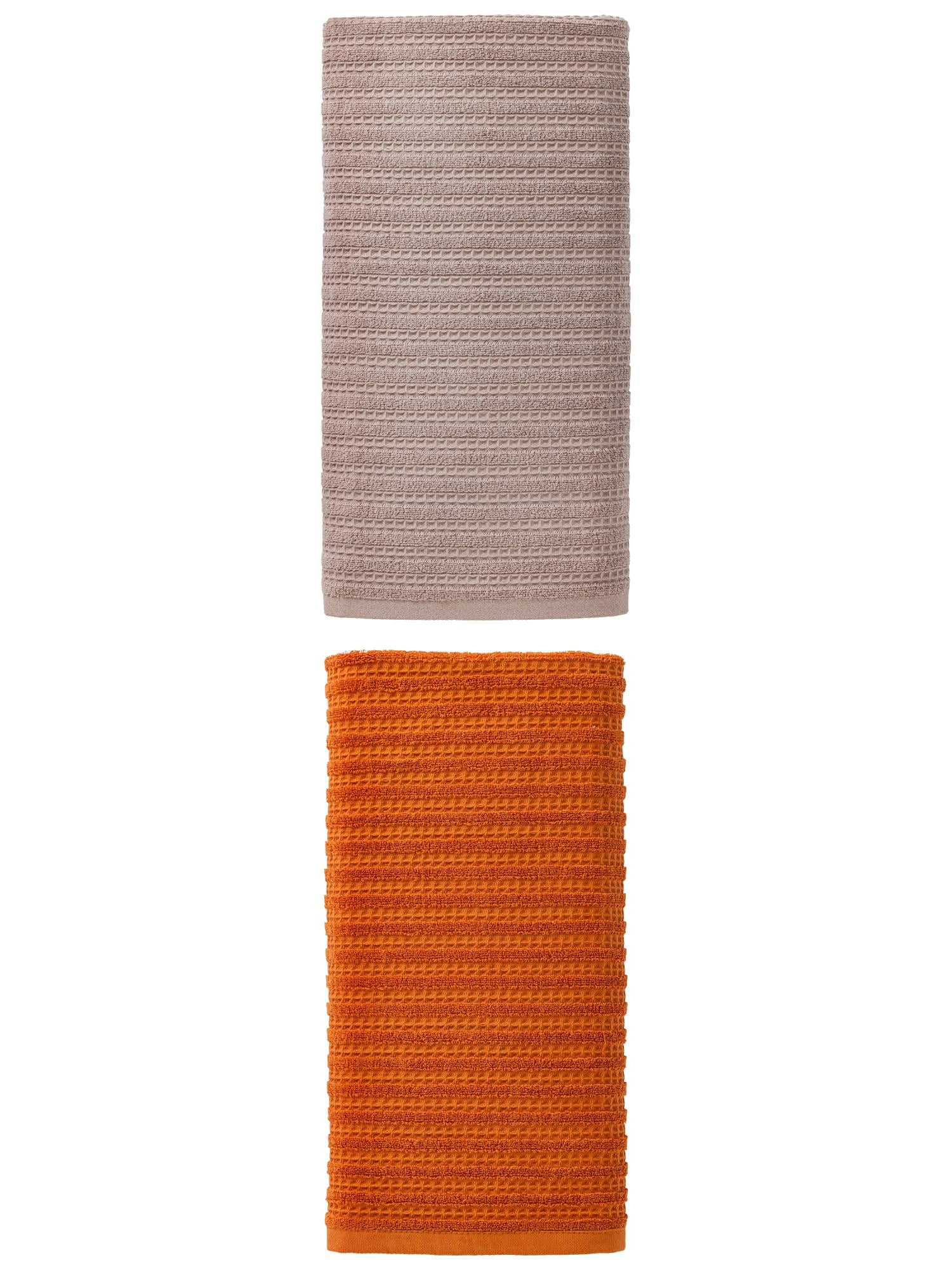Unique Bargains Cotton Waffle Soft Absorbent Bath Towels 2 Pack Grey/Brown 55"x28"