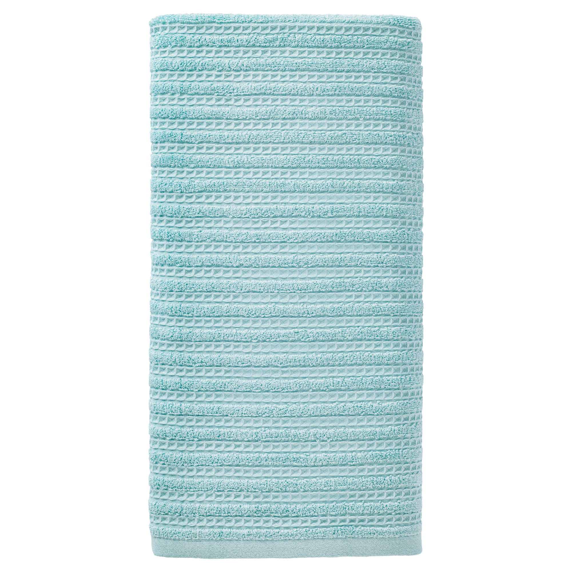 Unique Bargains Cotton Waffle Soft Absorbent Bath Towels Blue 55" x 28"