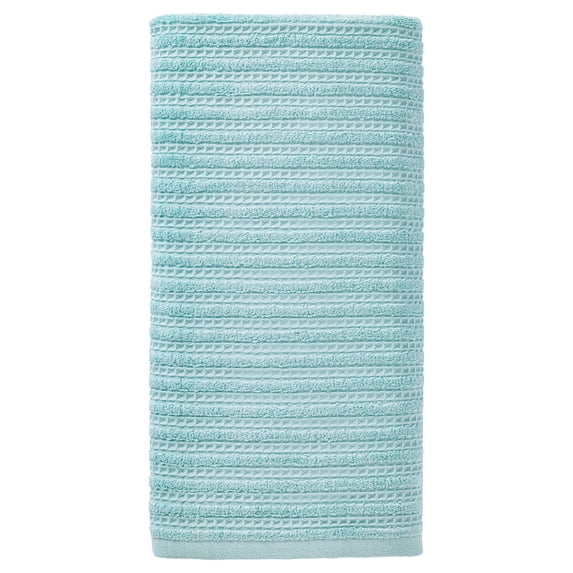 Unique Bargains Cotton Waffle Soft Absorbent Bath Towels Blue 55" x 28"