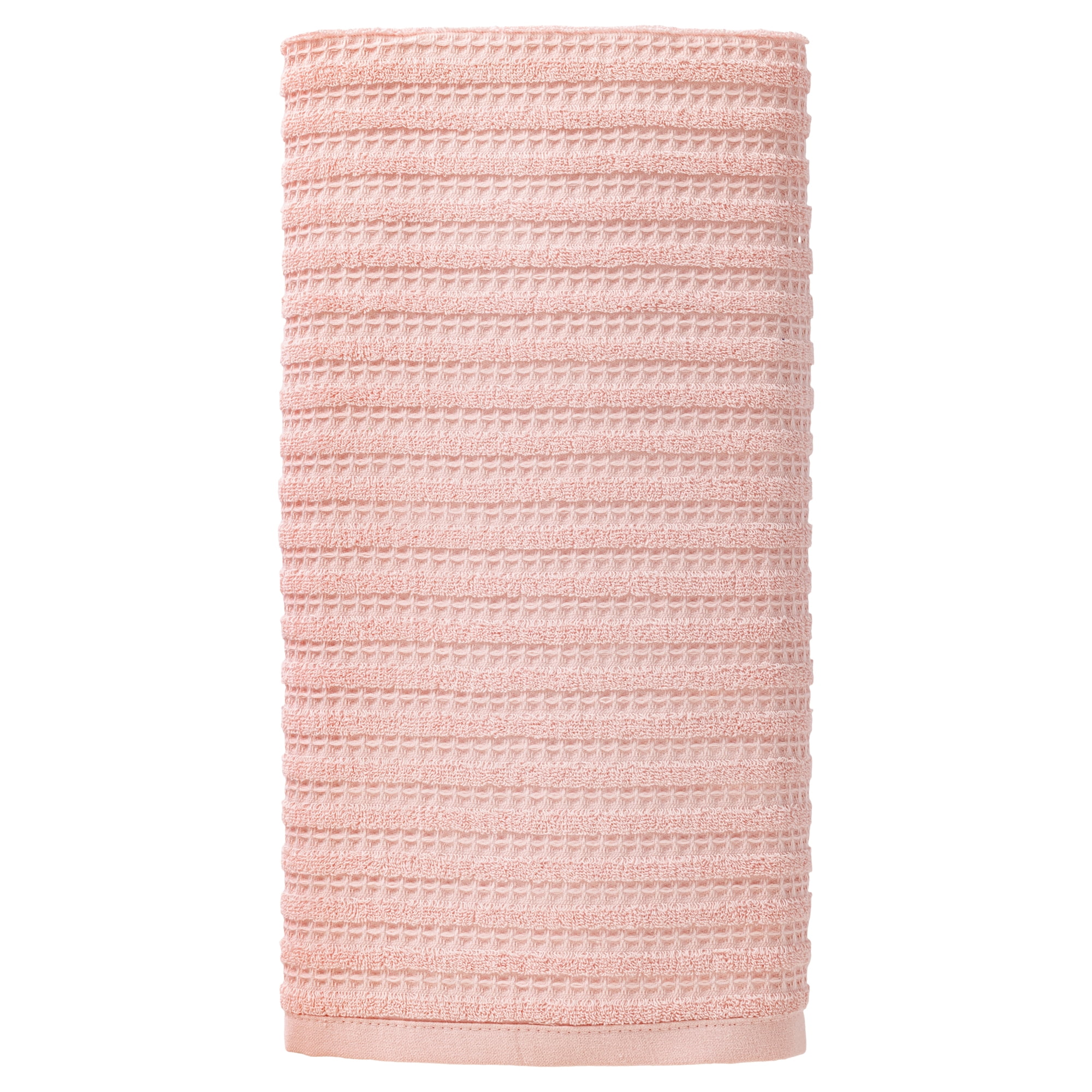 Unique Bargains Cotton Waffle Soft Absorbent Bath Towels Pink 55" x 28"