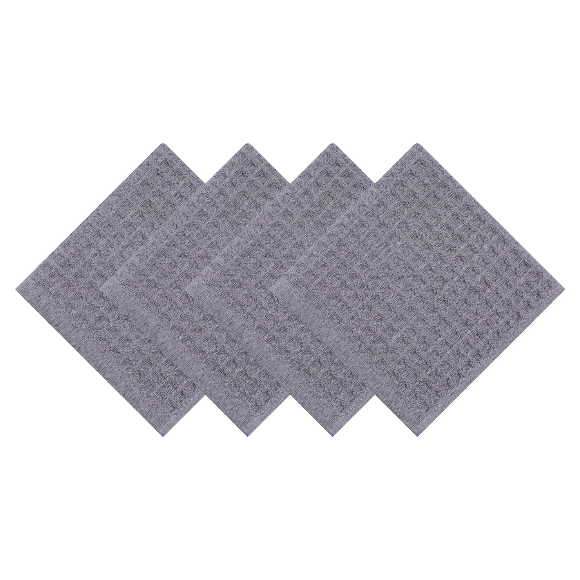 Unique Bargains Cotton Waffle Soft Quick Dry Lint Free Face Cloths 13x13in Brown 4pk