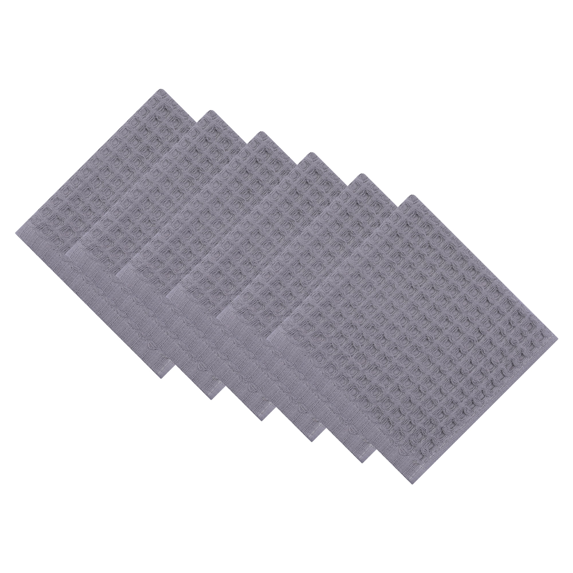 Unique Bargains Cotton Waffle Soft Quick Dry Lint Free Face Cloths 13x13in Brown 6pk