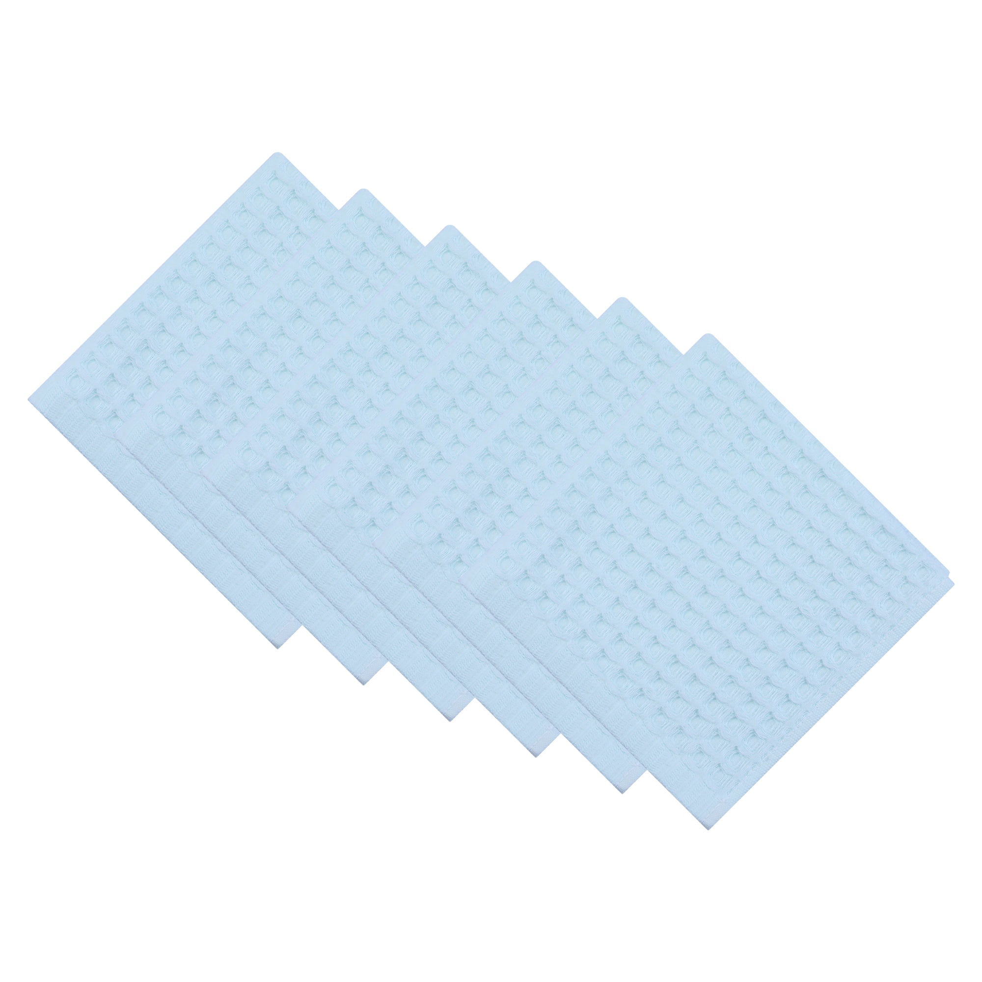 Unique Bargains Cotton Waffle Soft Quick Dry Lint Free Face Cloths 13x13in Light Blue 6pk
