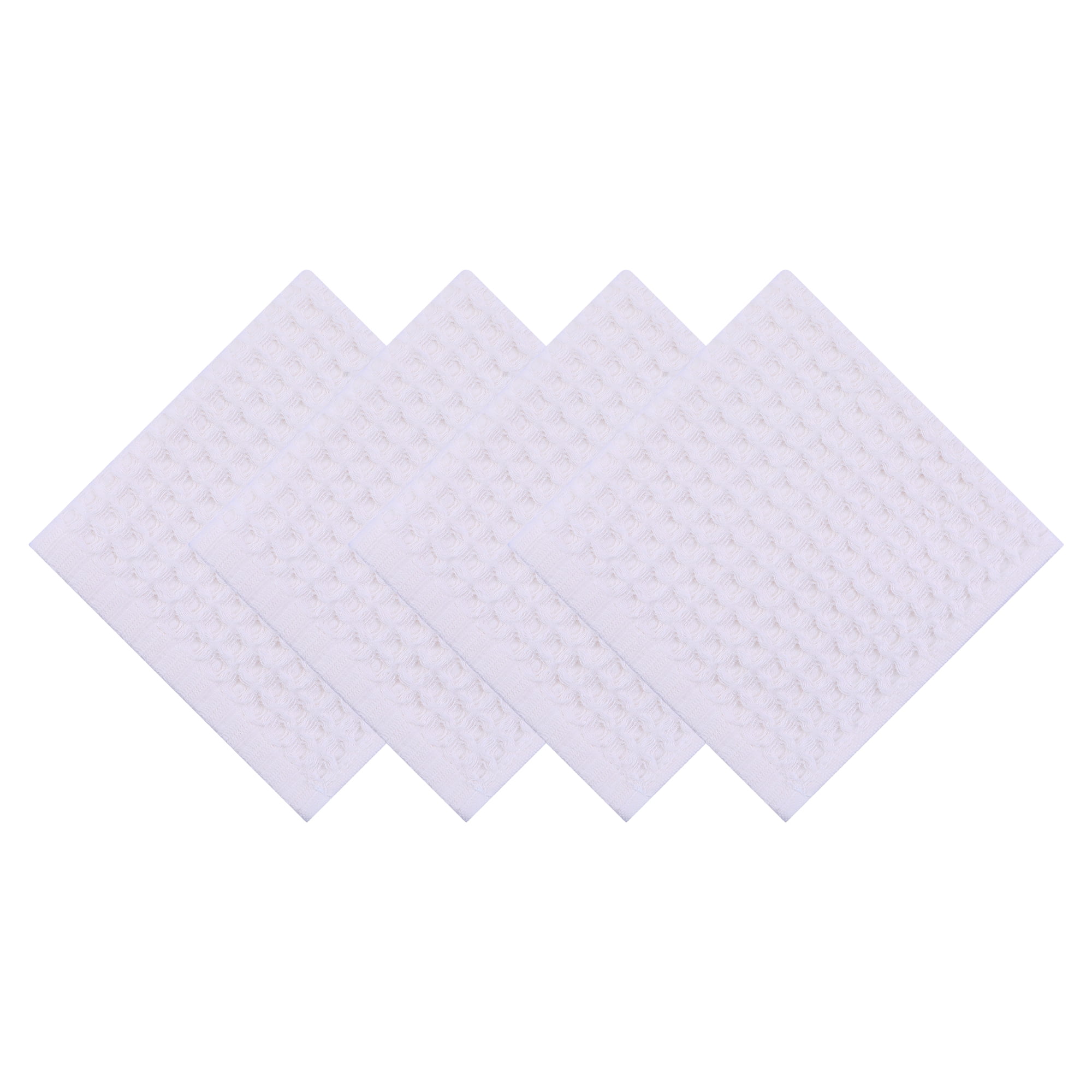 Unique Bargains Cotton Waffle Soft Quick Dry Lint Free Face Cloths 13x13in Light Pink 4pk
