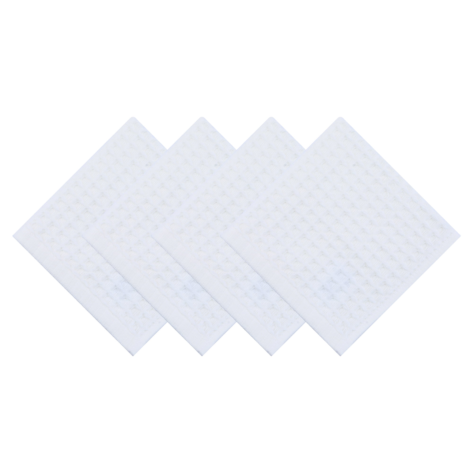 Unique Bargains Cotton Waffle Soft Quick Dry Lint Free Face Cloths 13x13in White 4pk