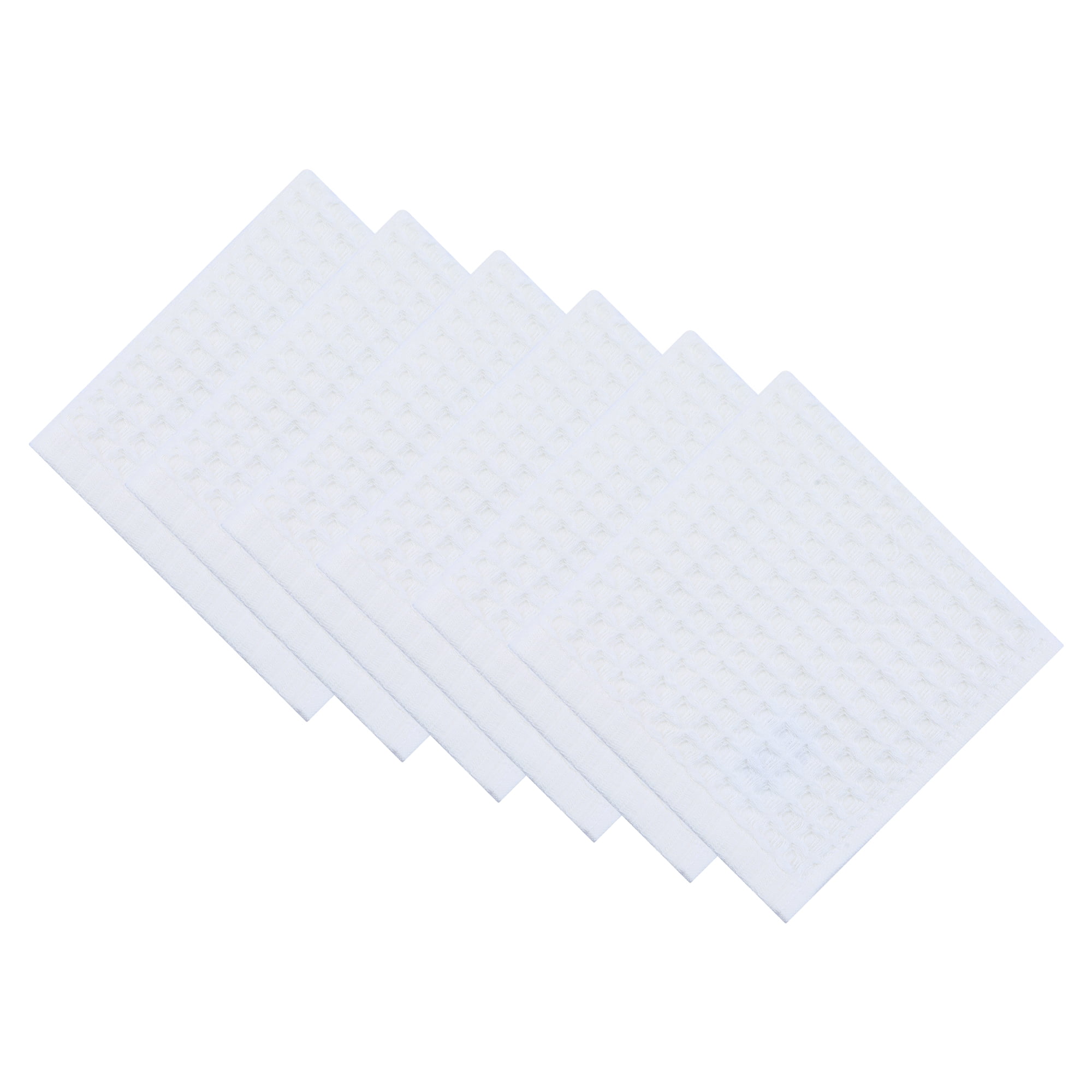 Unique Bargains Cotton Waffle Soft Quick Dry Lint Free Face Cloths 13x13in White 6pk