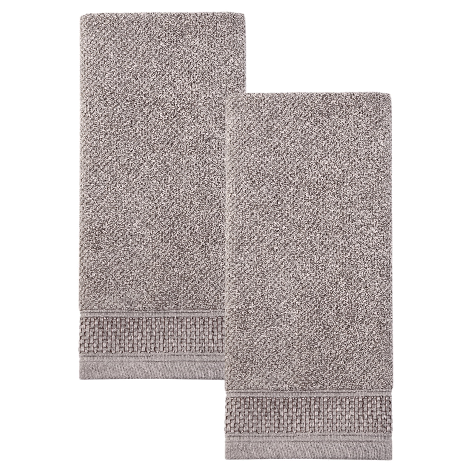 Unique Bargains Cotton Waffle Textured Hand Towels Brown 2pcs 29" x 13"