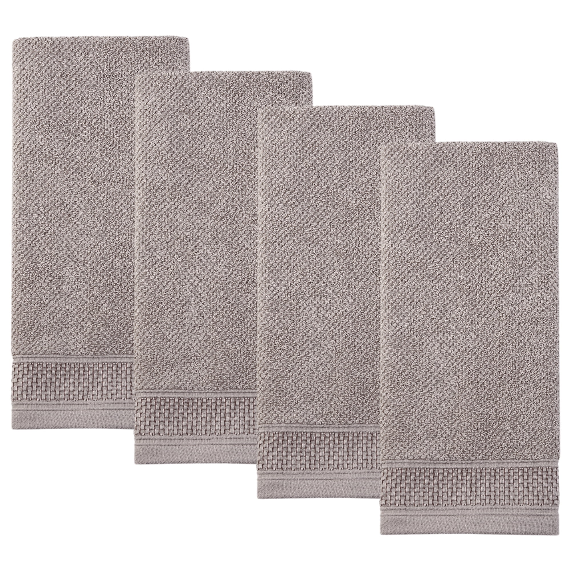 Unique Bargains Cotton Waffle Textured Hand Towels Brown 4pcs 29" x 13"