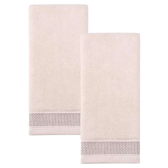 Unique Bargains Cotton Waffle Textured Hand Towels Light Brown 2pcs 29" x 13"