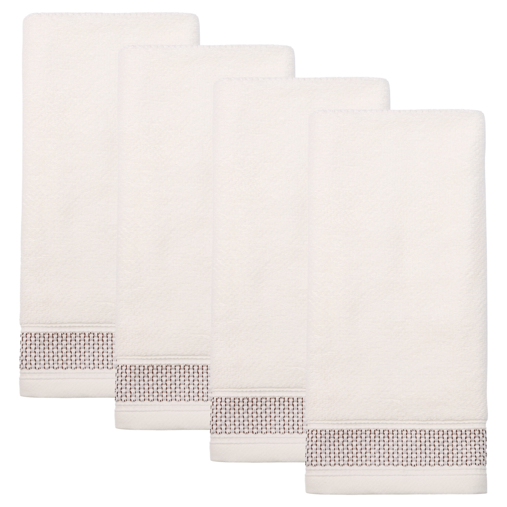 Unique Bargains Cotton Waffle Textured Hand Towels Milky White 4pcs 29" x 13"