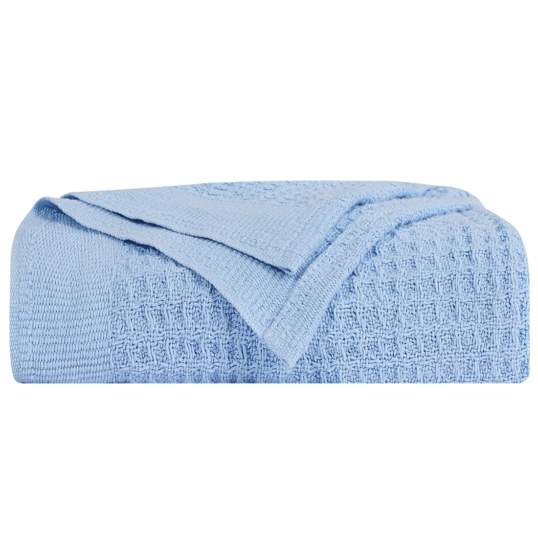 Unique Bargains Cotton Waffle Weave Bed Throw Blanket Sky Blue 90" x 90"