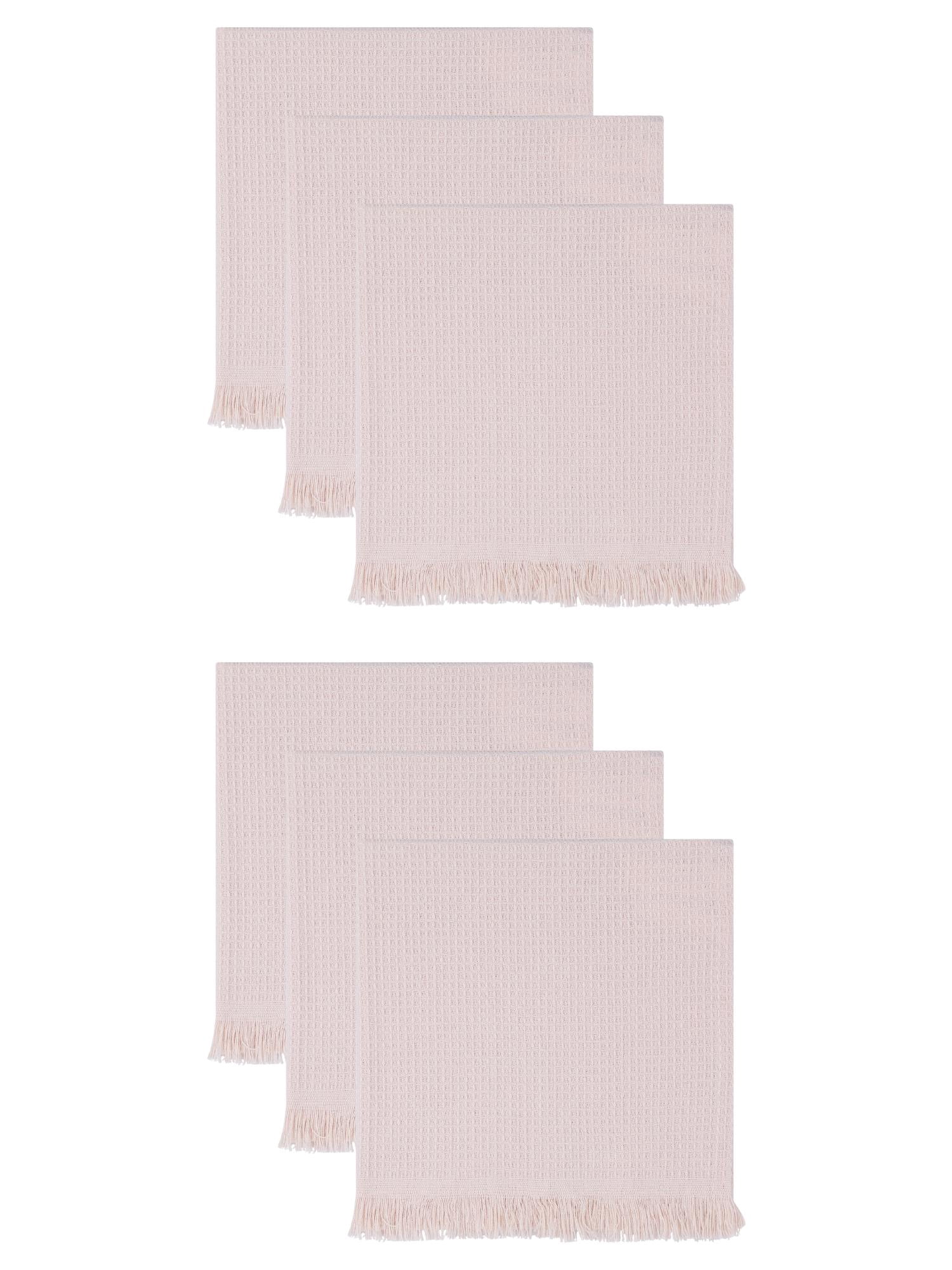 Unique Bargains Cotton Waffle Weave Cleaning Cloths 6 Pack Beige 14" x 14"