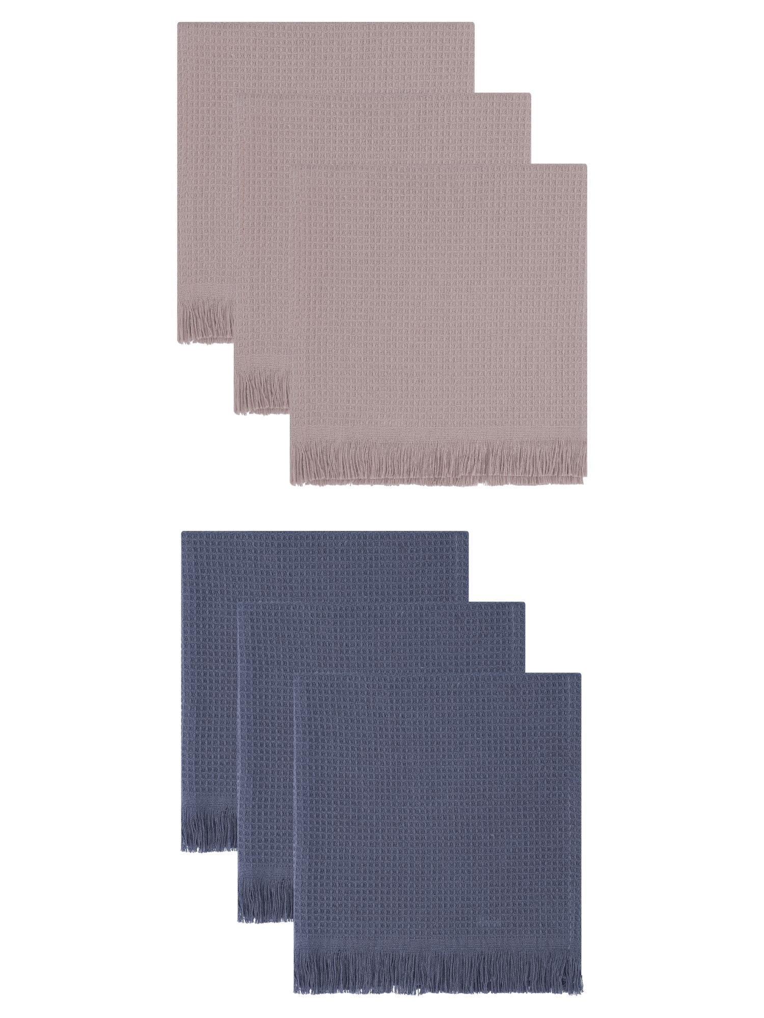 Unique Bargains Cotton Waffle Weave Cleaning Cloths 6 Pack Coffee/Dark Grey 14" x 14"