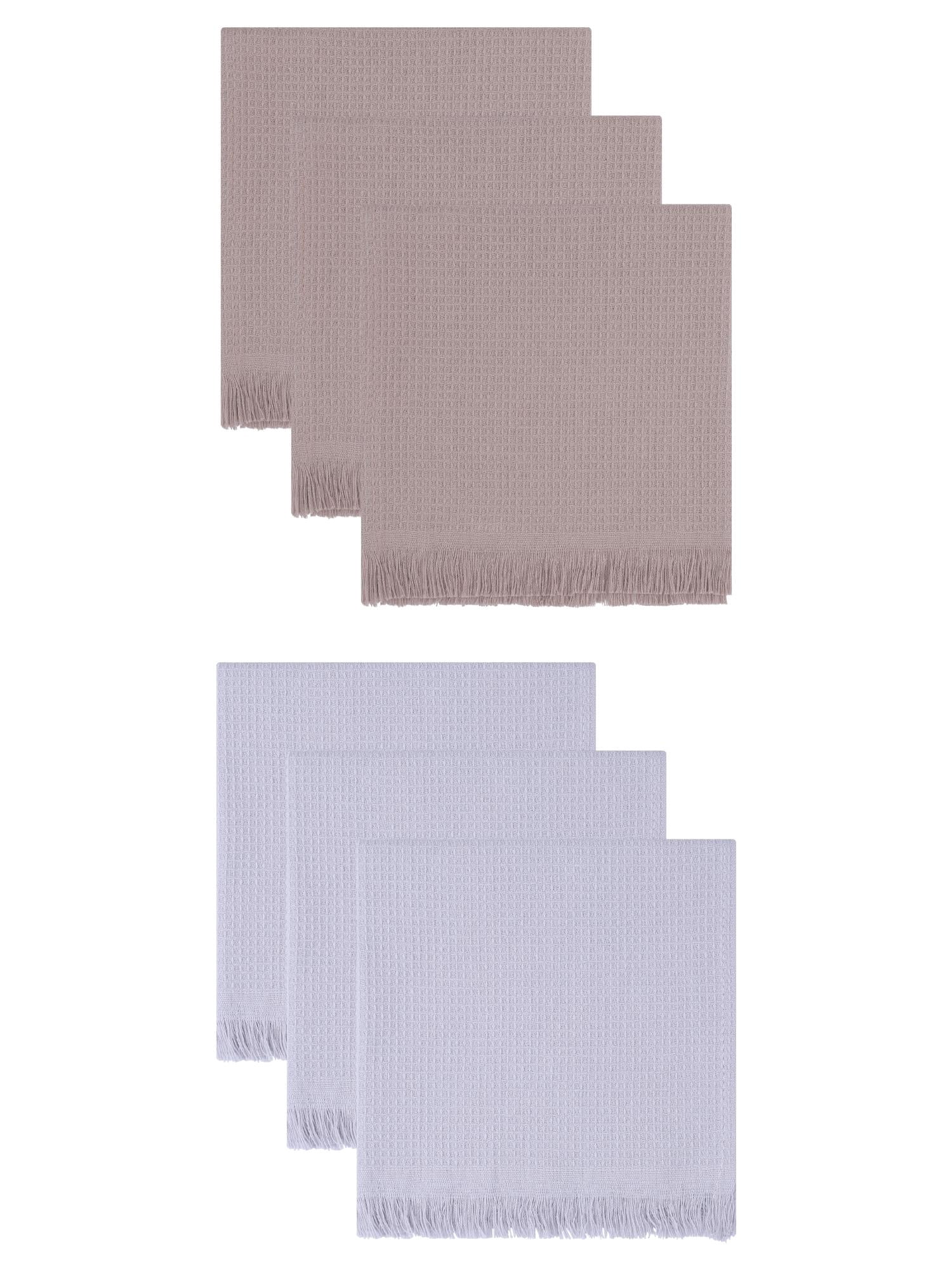 Unique Bargains Cotton Waffle Weave Cleaning Cloths 6 Pack Coffee/Light Grey 14" x 14"