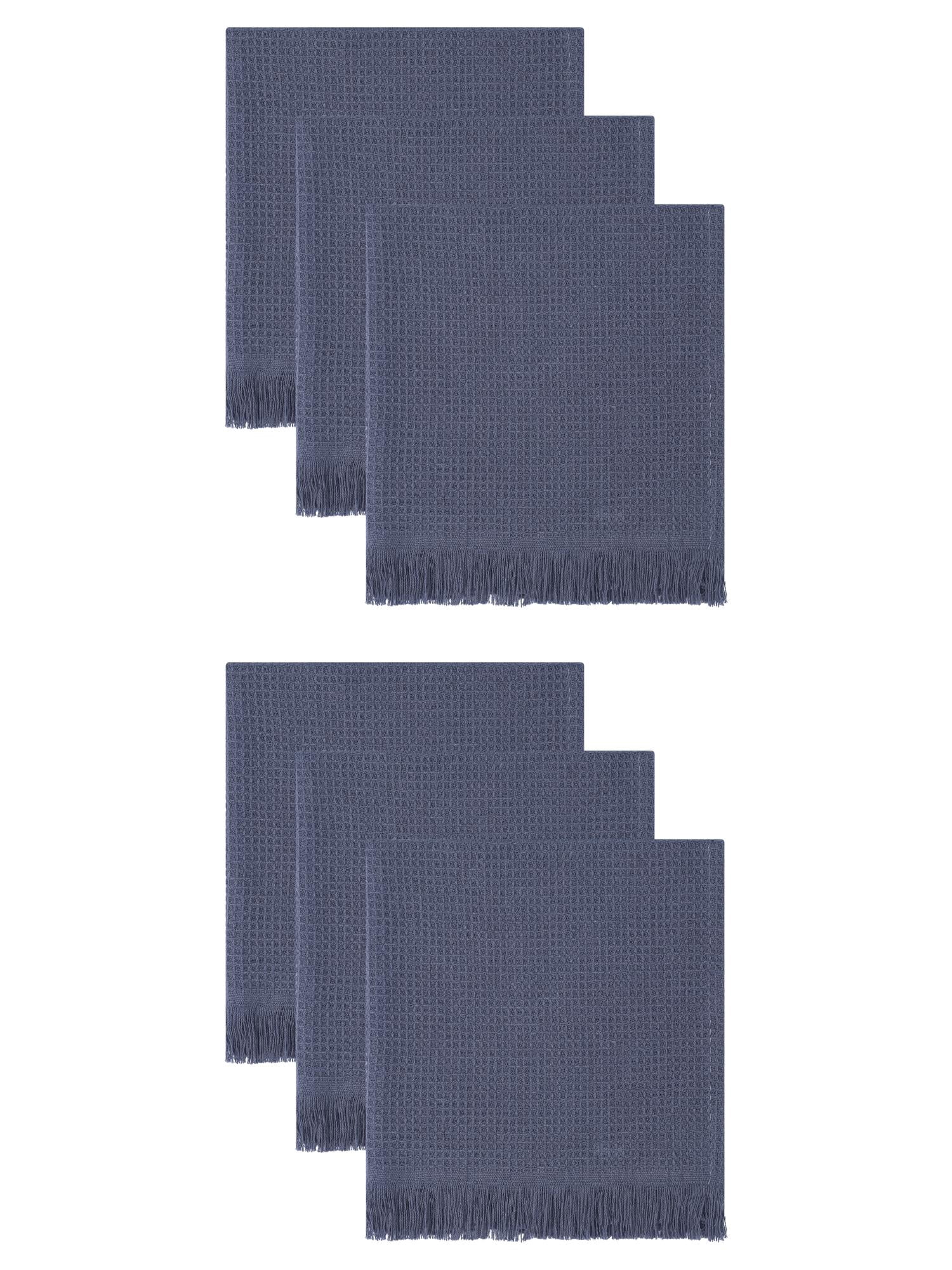 Unique Bargains Cotton Waffle Weave Cleaning Cloths 6 Pack Dark Grey 14" x 14"
