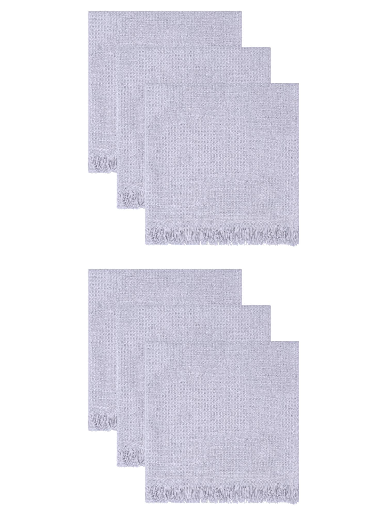 Unique Bargains Cotton Waffle Weave Cleaning Cloths 6 Pack Light Grey 14" x 14"
