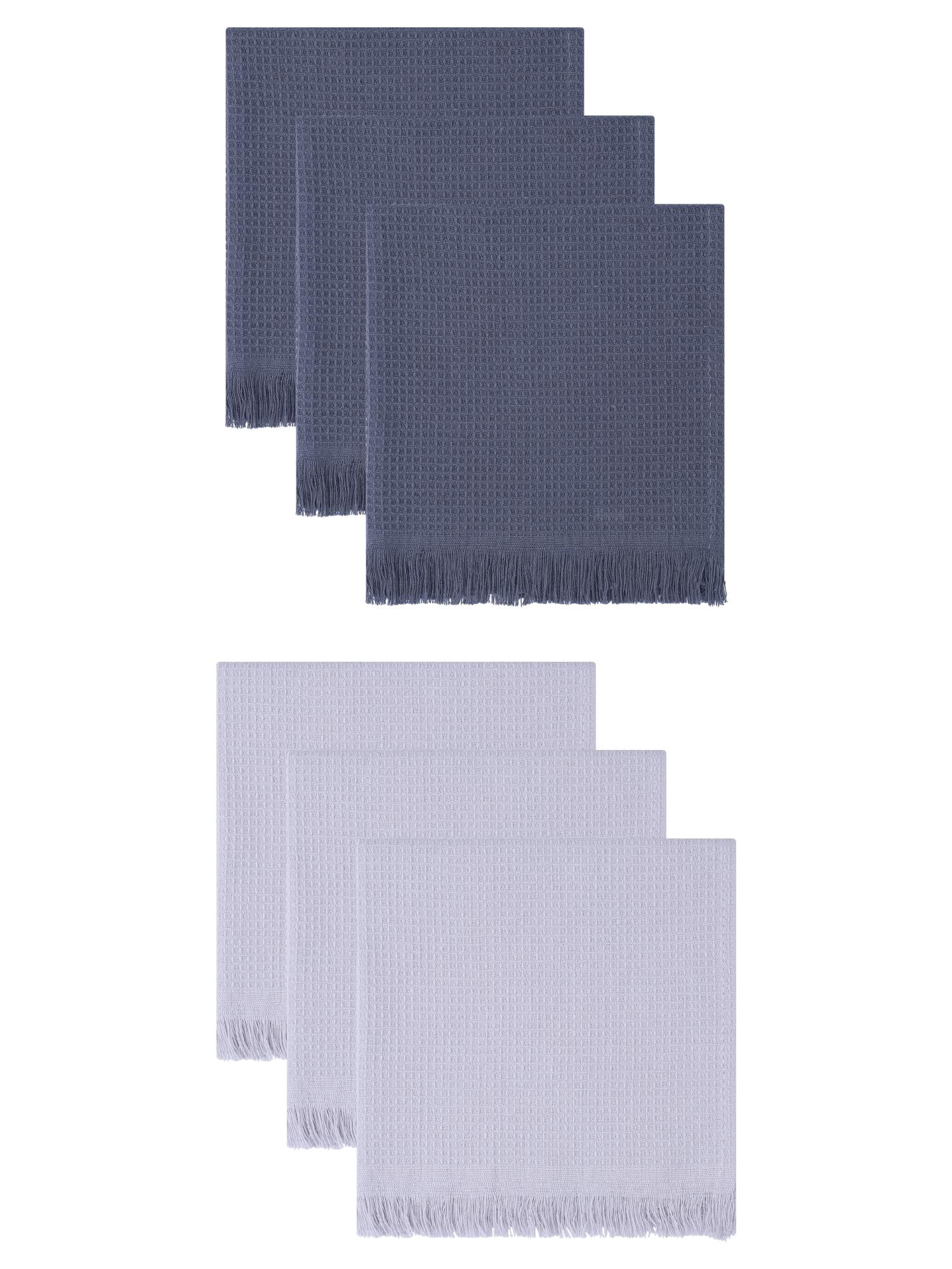 Unique Bargains Cotton Waffle Weave Cleaning Cloths 6 Pack Light Grey/Dark Grey 14" x 14"