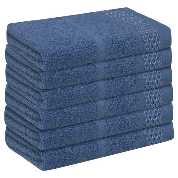 Unique Bargains Cotton Wash Cloths for Face Striped Face Cloths Highly Absorbent Towels Blue