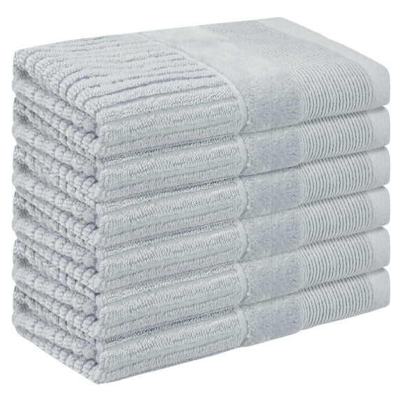 REGALWOVEN Cotton Wash Cloths for Face Striped Face Cloths Highly Absorbent Towels Grey