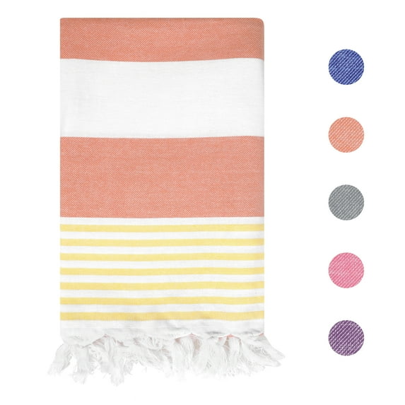 Unique Bargains Cotton Wash Cloths for Face Striped Face Cloths Highly Absorbent Towels Orange