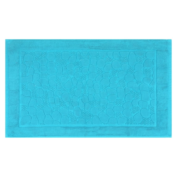 Unique Bargains Cotton Washable Mats Spa Style Bathroom Floor Rugs Thick Soft Blue
