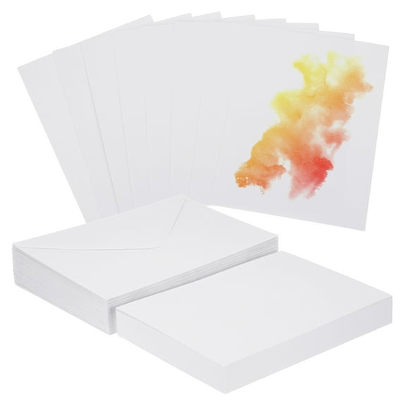 Unique Bargains Cotton Watercolor Cards with Envelopes for Creative Art Projects 50 Sets