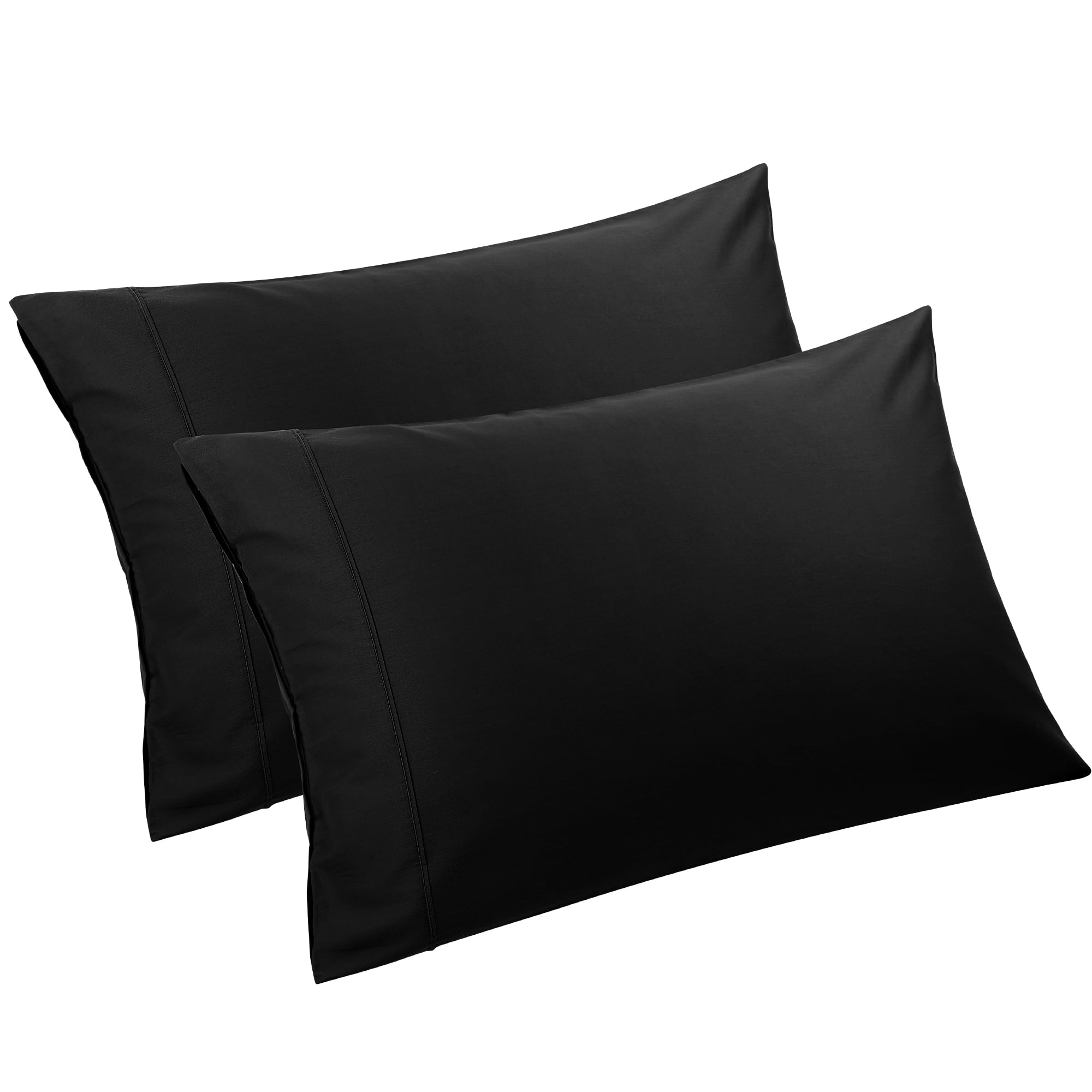 Unique Bargains Cotton Zipper Closure Pillowcase Set of 2 Black Standard