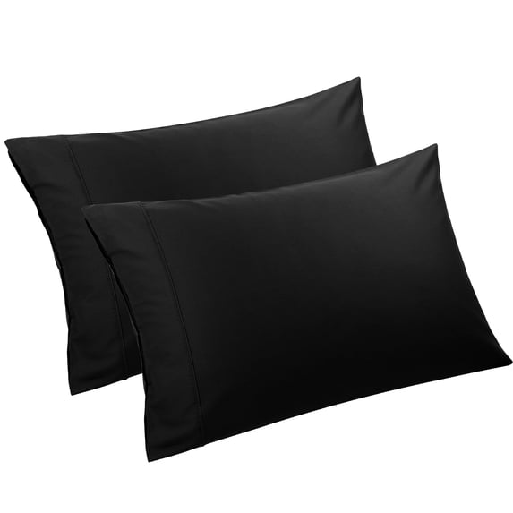 Unique Bargains Cotton Zipper Closure Pillowcase Set of 2 Black Standard