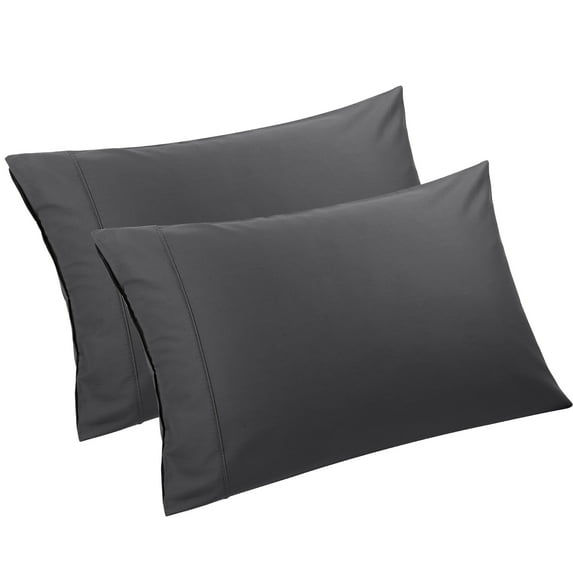 Unique Bargains Cotton Zipper Closure Pillowcase Set of 2 Dark Gray King