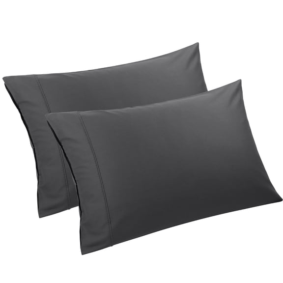 Unique Bargains Cotton Zipper Closure Pillowcase Set of 2 Dark Gray Queen