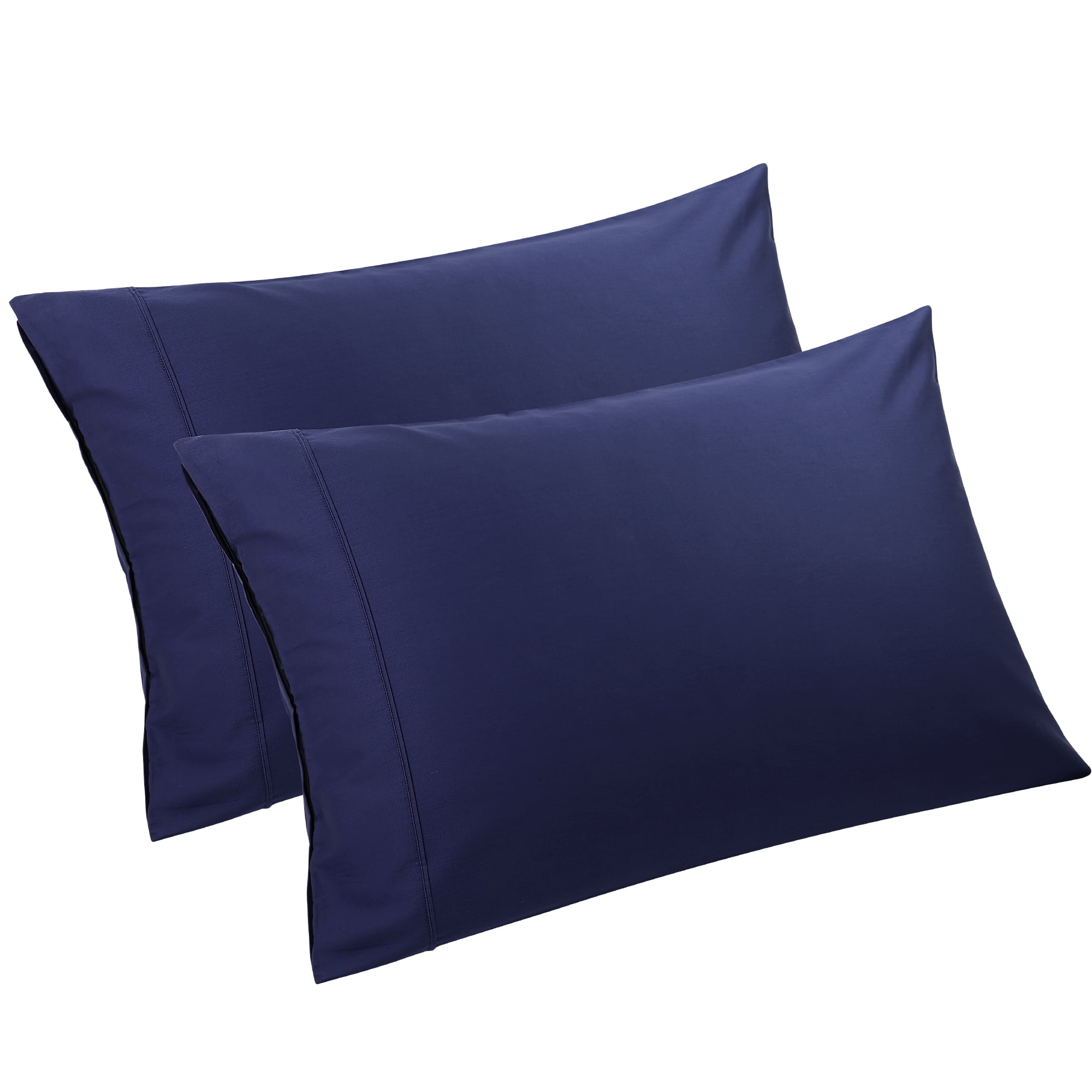 Unique Bargains Cotton Zipper Closure Pillowcase Set of 2 Navy Blue Standard