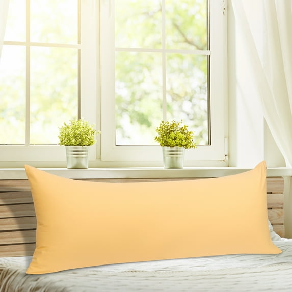 Unique Bargains Cotton Zippered Body Pillowcase Pillow Cover Yellow 20" x 54"